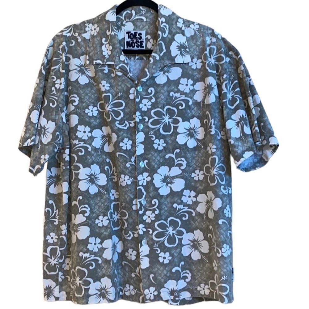 Toes on the Nose Hawaiian Hibiscus Camp Shirt Size XL